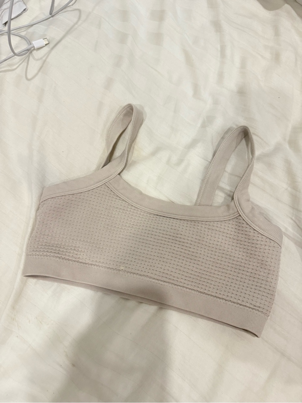 Garage Waffle Knit Bralette - Beige